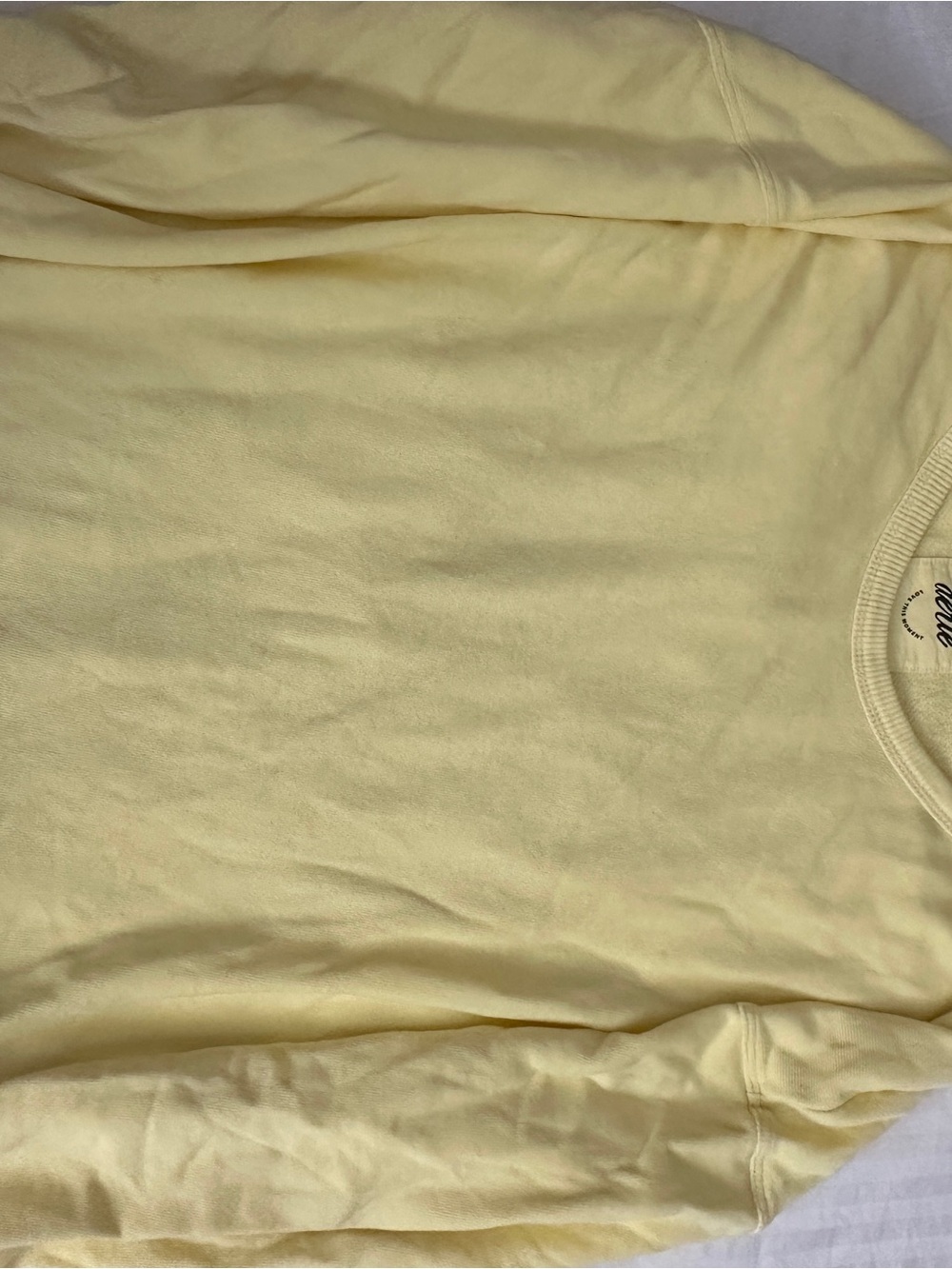 Aerie Womens Pale Yellow off the shoulder sweatshirt